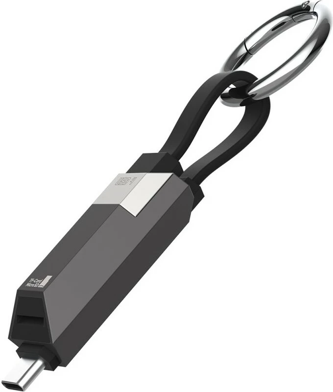 Kabllo USB C 4smarts 548240, USB4 Gen 3x2, 0.14m, 240W, slot TF, e zezë/grafit
