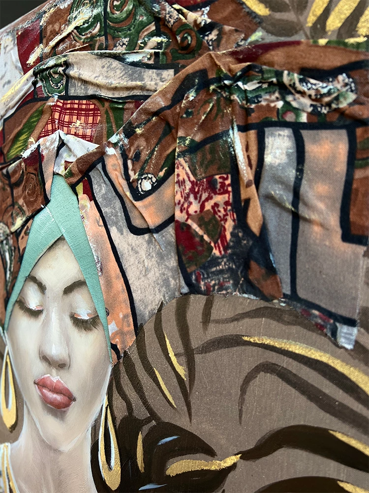 Pikturë dekorative Jungle Lady, shumëngjyrëshe, kanavacë, dru, 76x100x4cm