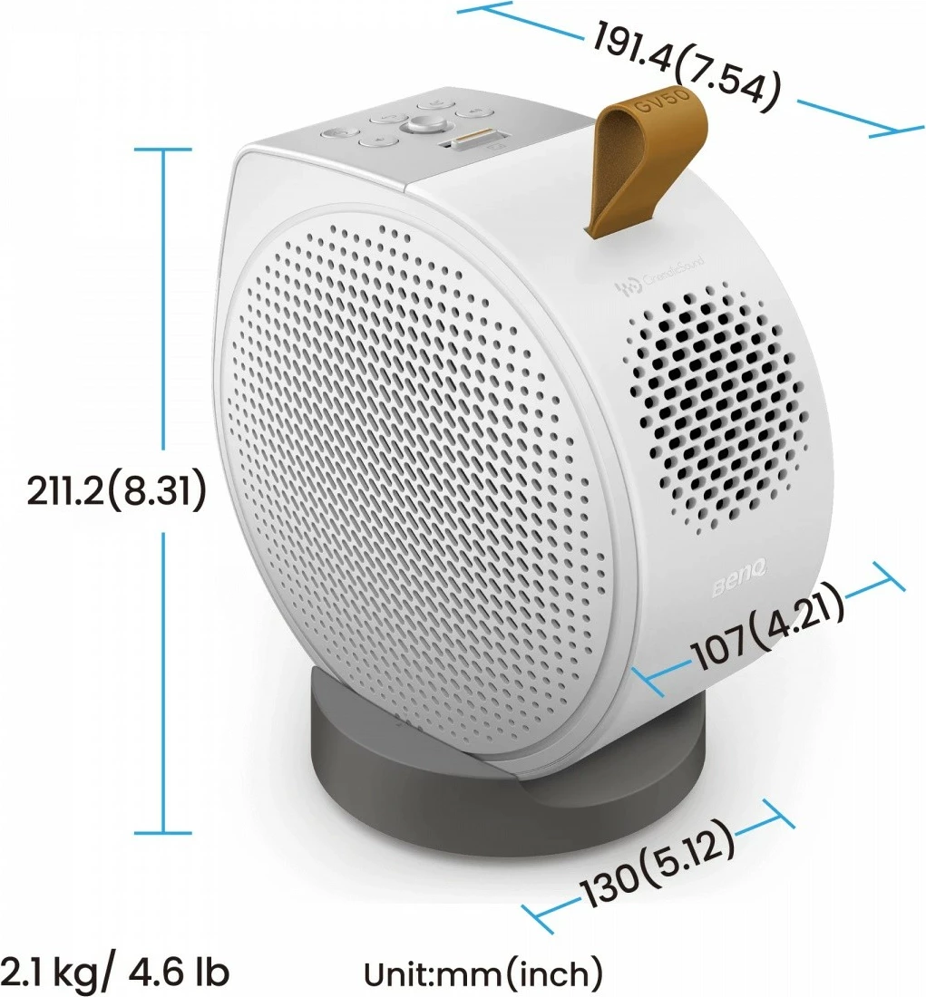 Projektor Benq GV50, 1080p, DLP, 500 ANSI lumens, i bardhë