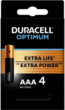 Bateri Duracell Optimum AAA LR3, paketim 4 copë