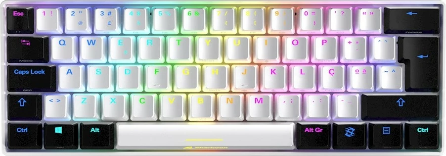 Tastierë mekanike SHARKOON SKILLER SGK50 S4, 60%, Kailh Red, RGB, e bardhë/zezë