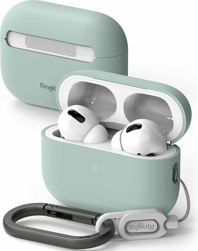 Mbështjellës Ringke për AirPods Pro/Pro 2, Silikon, i gjelbër, me karabiner