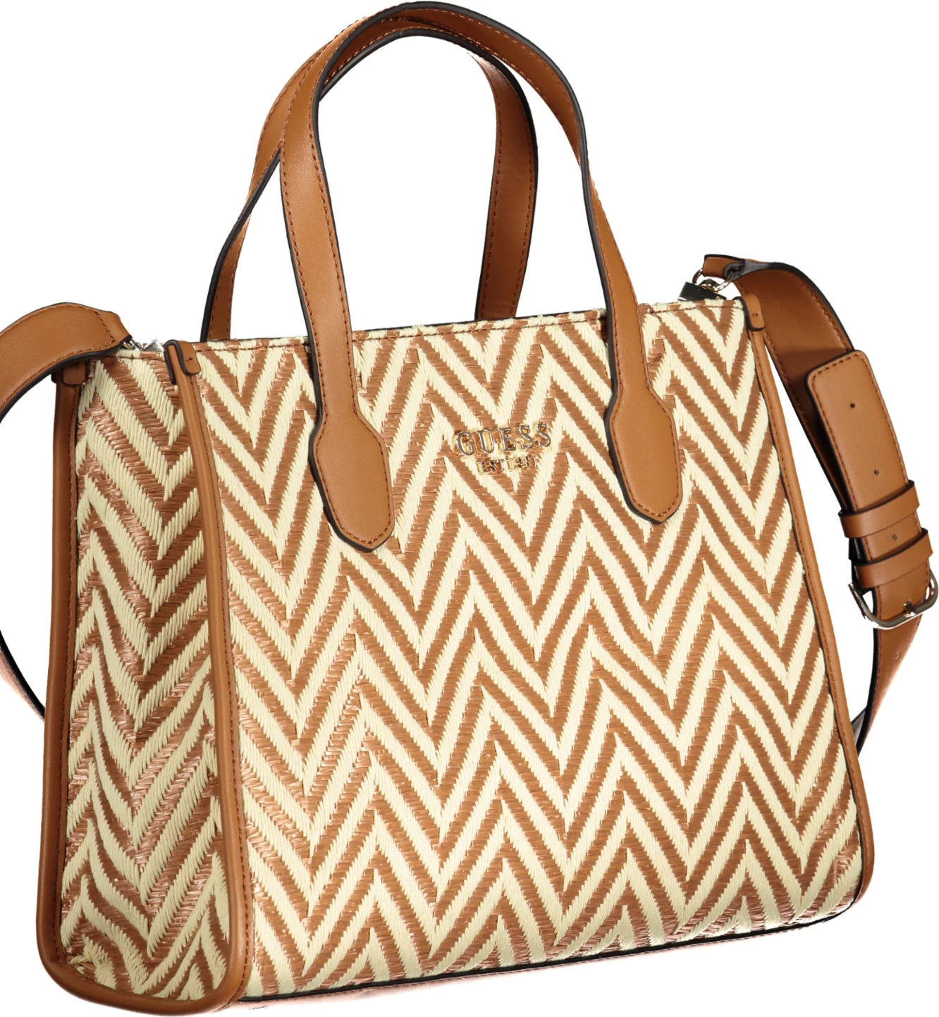 Çantë GUESS JEANS Silvana femra, kafe