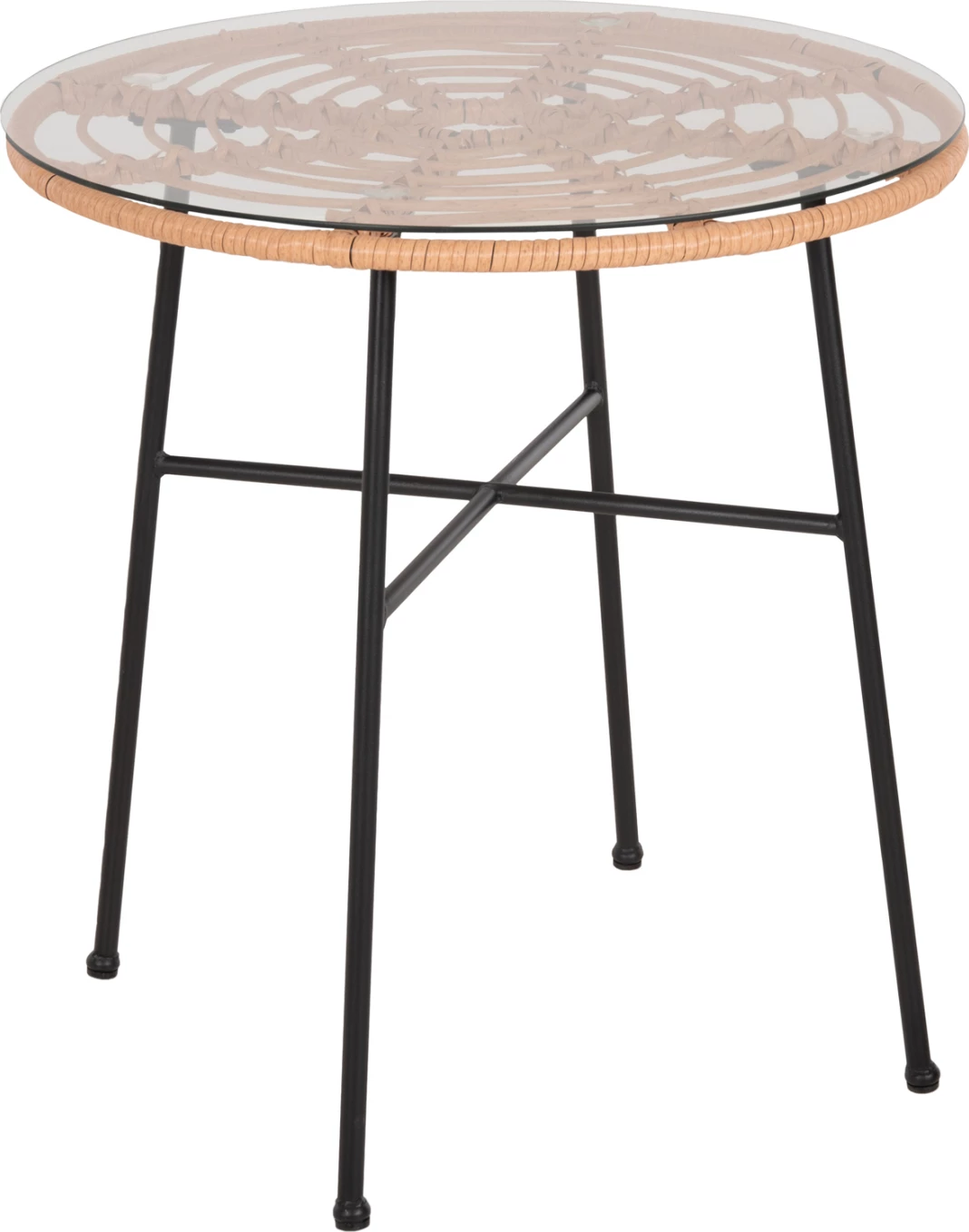 Tavolinë e rrumbullakët për ngrënie, ALLEGRA, FH5535.11, metal i zi, rattan sintetik, Φ70x74H cm