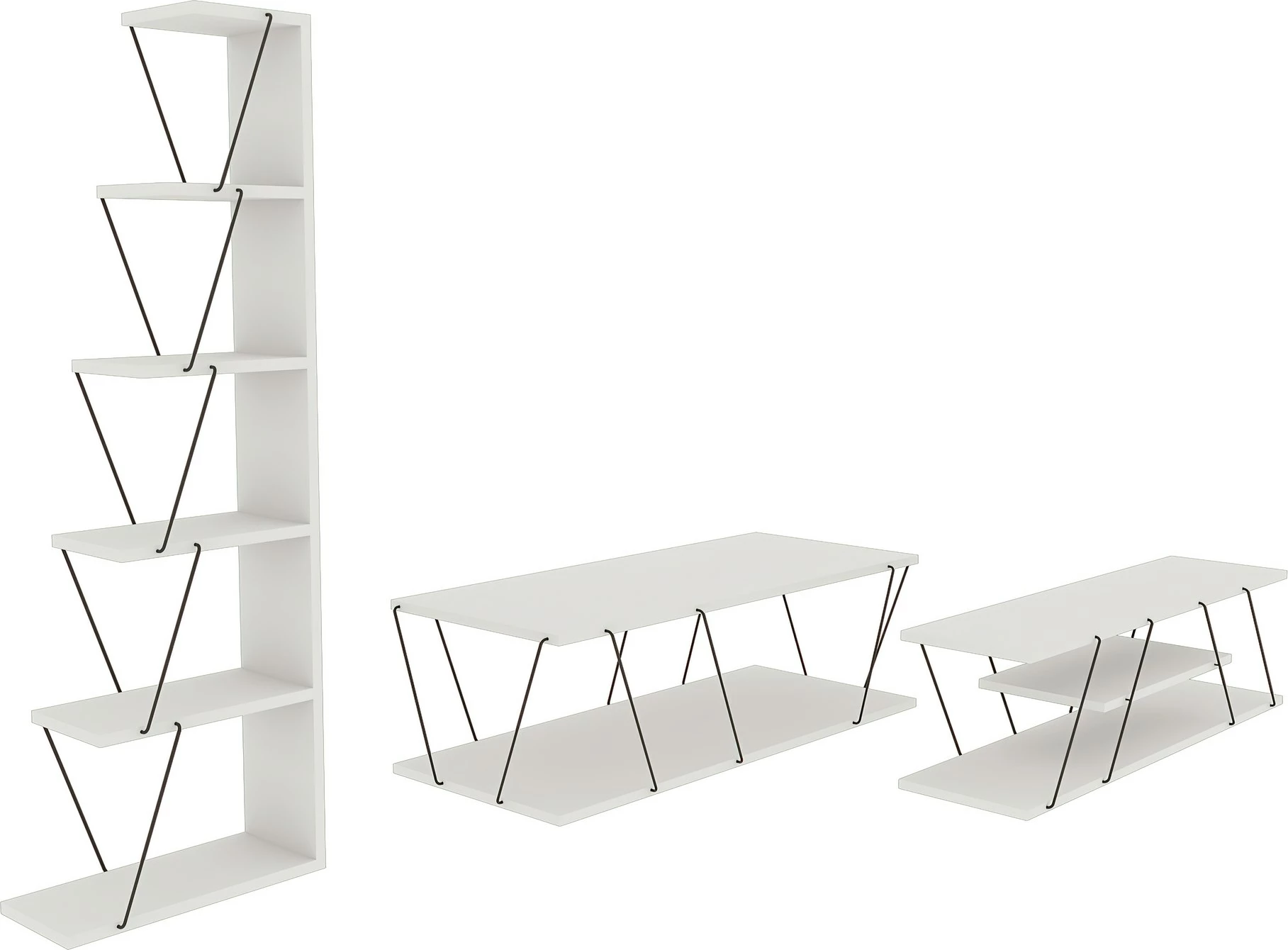 Set mobiljesh për dhomë dite, Skye Decor Epsilon, bardhë e zi