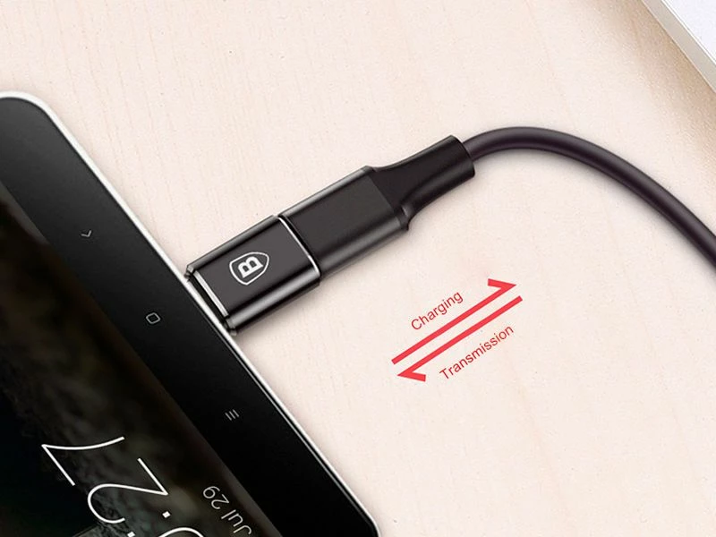 Adapter USB Baseus 28296-uniw USB-C në MicroUSB 2.0, 2.4A, alumin, i zi