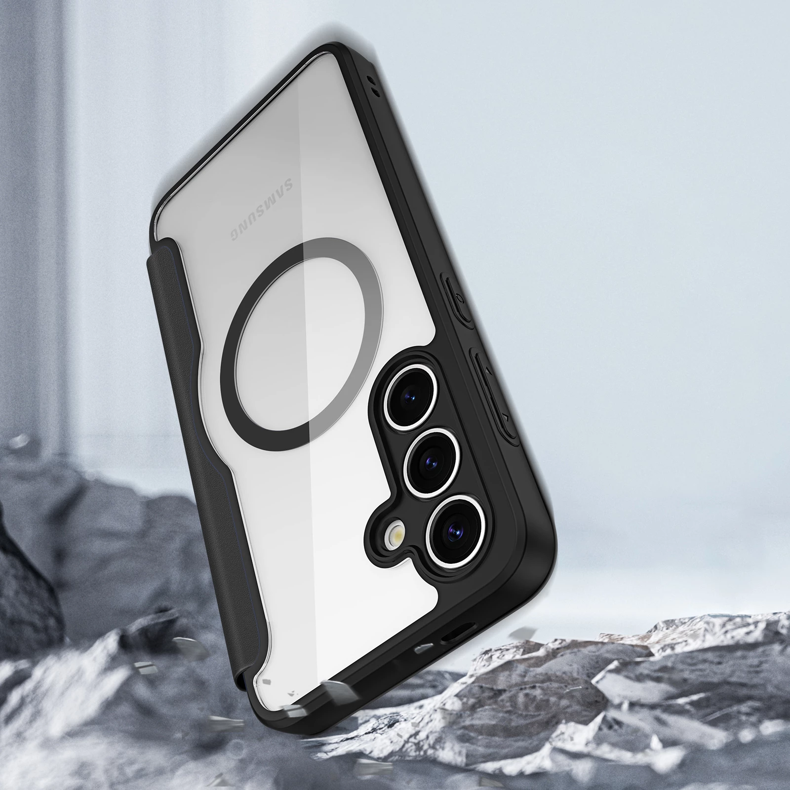 Mbështjellës Dux Ducis Skin X Pro për Samsung Galaxy S25+, MagSafe, portofol, e zezë