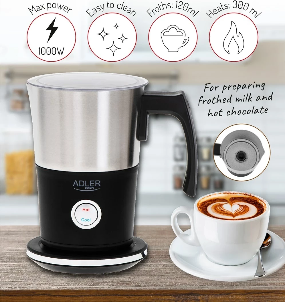 Makineri për shkumë qumështi Adler AD 4497, Automatike, E zezë