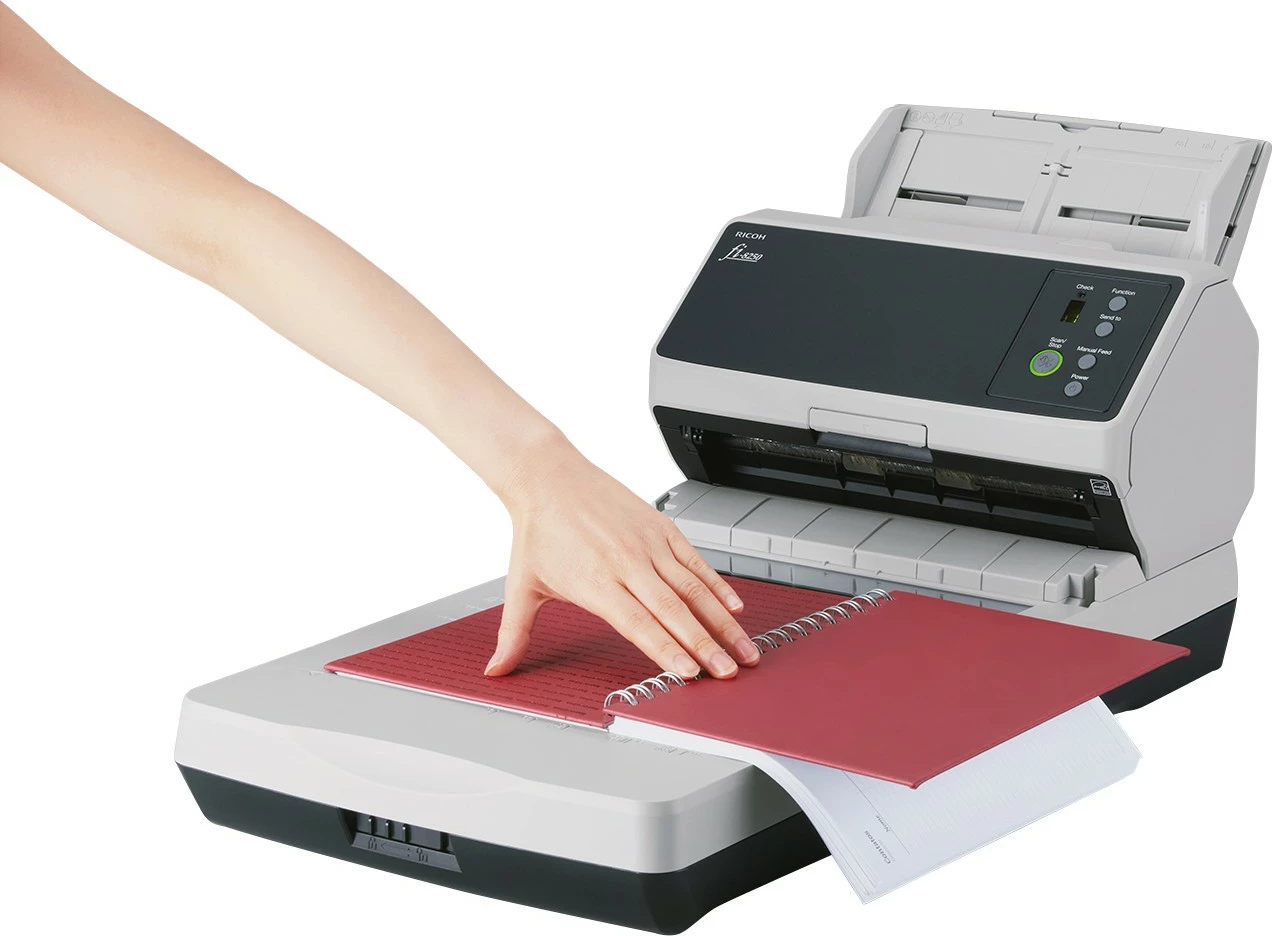 Skener Ricoh fi-8250, 216 x 355.6 mm, 600 x 600 DPI, 50 ppm, Grayscale, Monochrome, ADF + Manual feed, I zi, Gri
