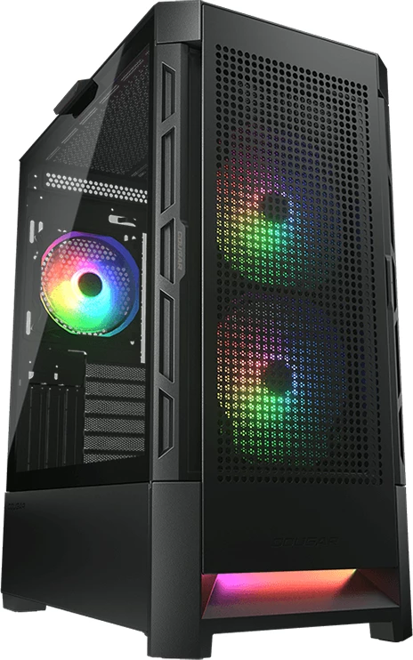 Kasë COUGAR DUOFACE RGB Mid Tower, ATX, xham i temperuar, 3 ventilatorë, e zezë