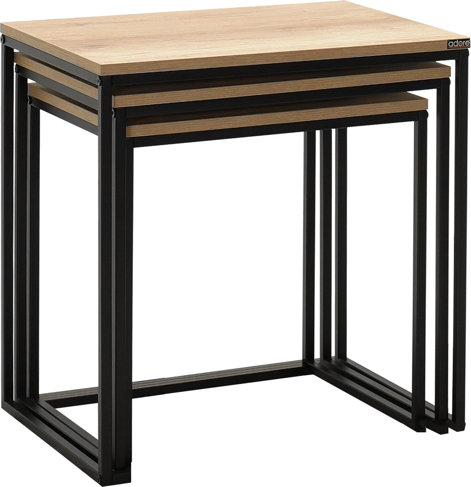 Set tavolina ndihmëse të vendosshme, 3 copë, ngjyrë arre dhe e zezë, Hanah Home, Shp-933-Tt-1