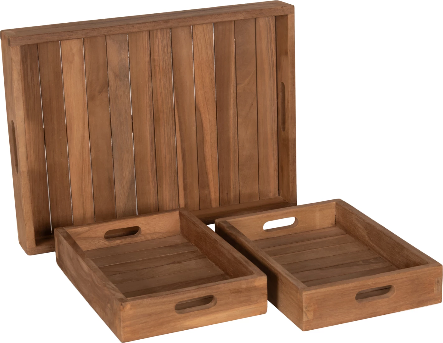 Set trey 3 pjesë, dru teak, ngjyrë natyrale, FH7894, 39x29x7 cm