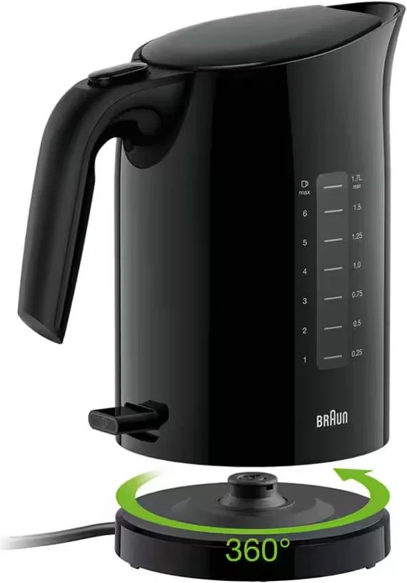 Zierës uji elektrik, Braun, WK3100BK, 1.7 L 2200 W, plastikë, i zi
