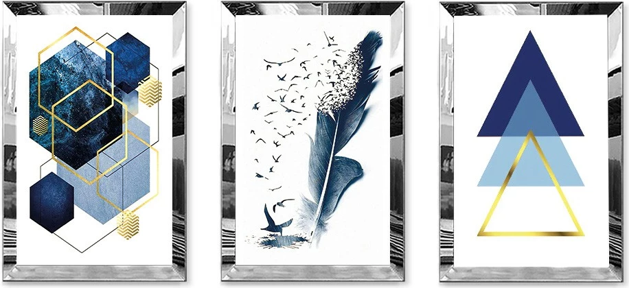 Pikturë dekorative MDF-Plexiglass (3 copë), Wallity, Huhu410, 40x60cm