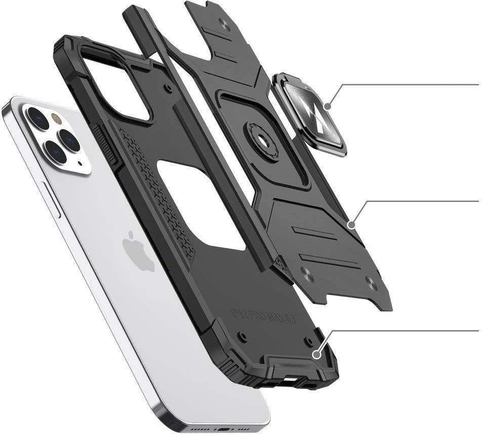 Mbështjellës Wozinsky Ring Armor për iPhone 14 Pro Max, me mbajtëse unaze, argjend