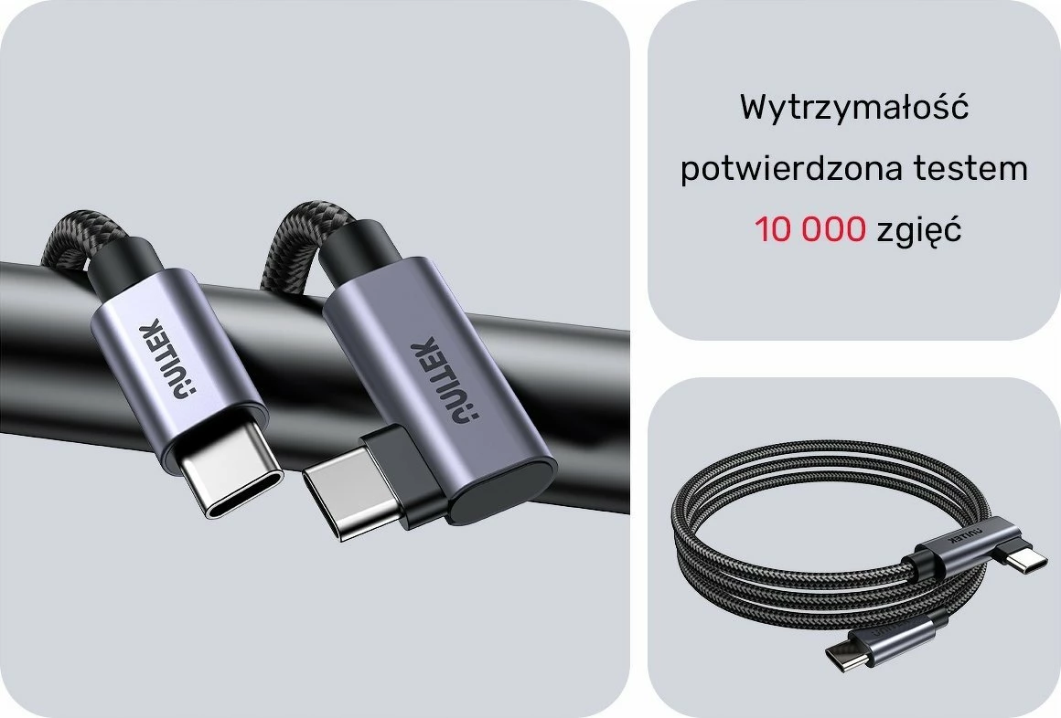 Kabllo USB-C në USB-C Unitek C14123BK-5M 5 m, PD 100W, USB 3.0, prizë këndore, argjendtë