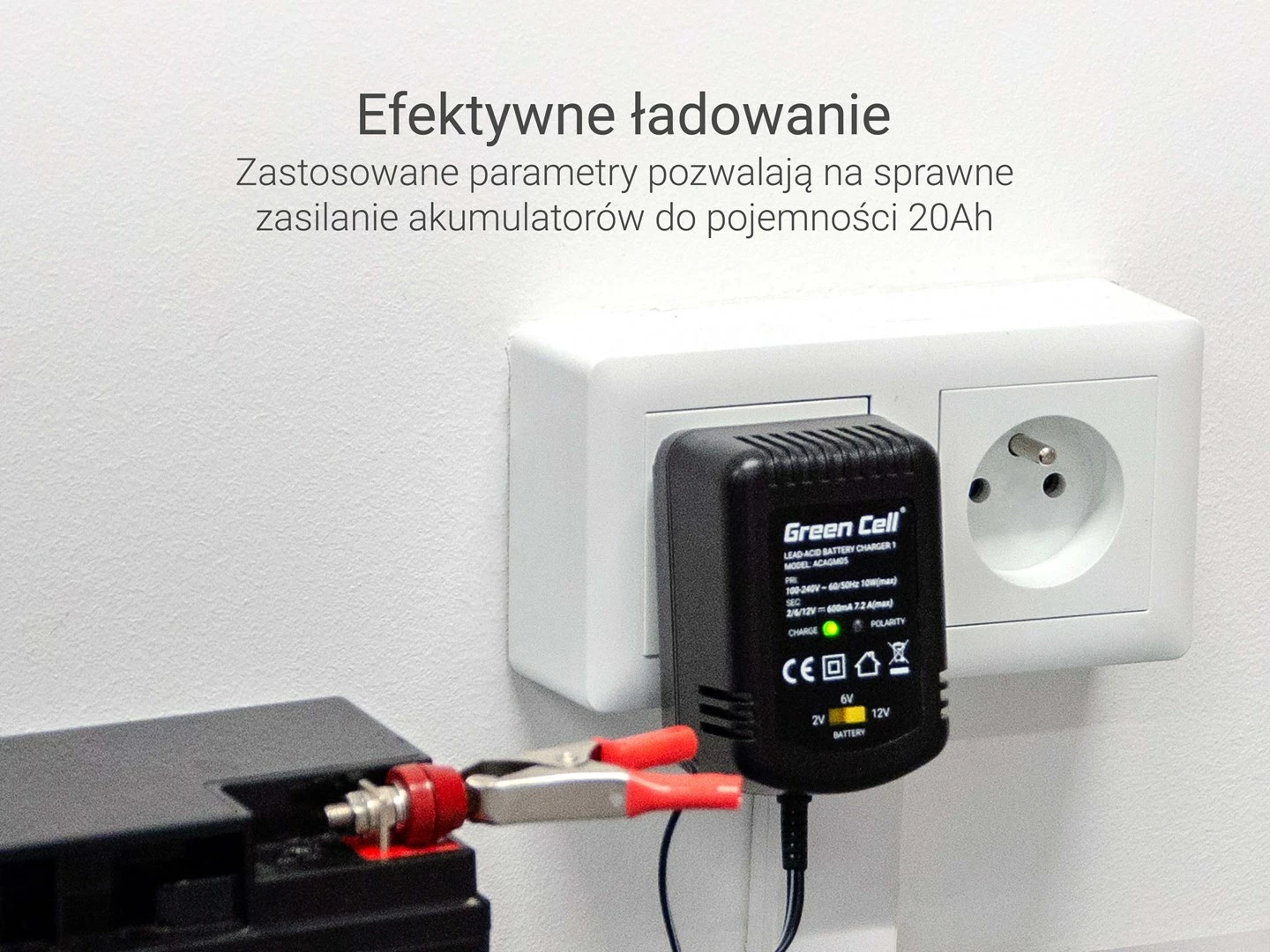 Mbushës baterie për vetura Green Cell ACAGM05, 2/6/12 V, i zi