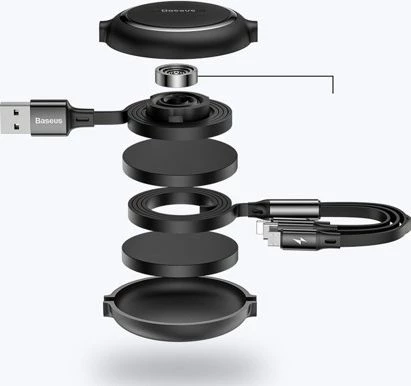 Kabl USB Baseus 46956 1.2 m USB-A në USB-C + microUSB + Lightning, i zi