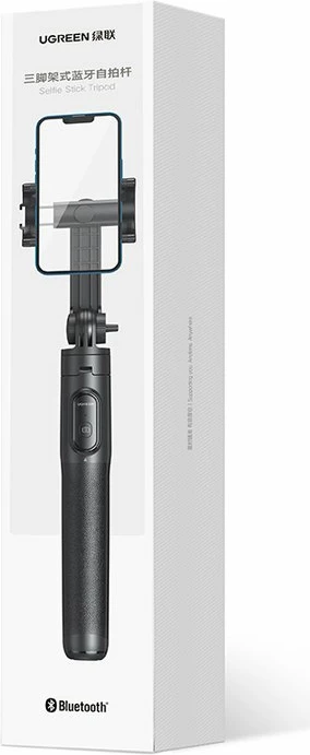 Selfie stick Ugreen LP586 me stativ dhe telekomandë Bluetooth, 1.5m, e zezë