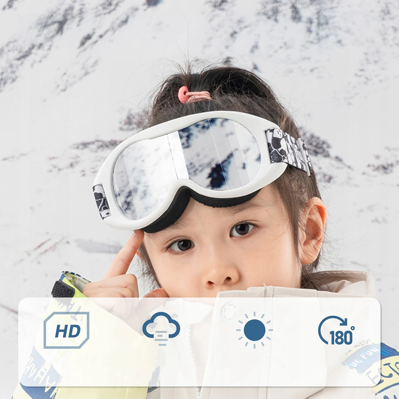 Syze ski Qunature Panda për fëmijë, e bardhë/e zezë