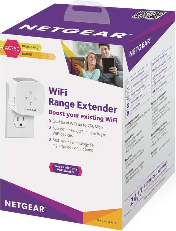 Përsëritës WiFi NETGEAR EX3110, AC750, Dual Band, i bardhë