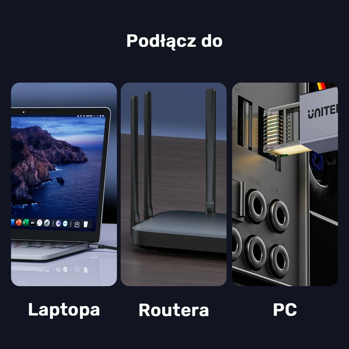 Kabëll Ethernet Unitek RJ-45 LAN, patchcord cat.8, 3m, e zezë