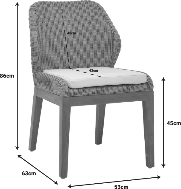 Karrige Swinton skelet alumini këmbë druri teak ngjyrë natyrale dhe pe rattan 53x63x86cm