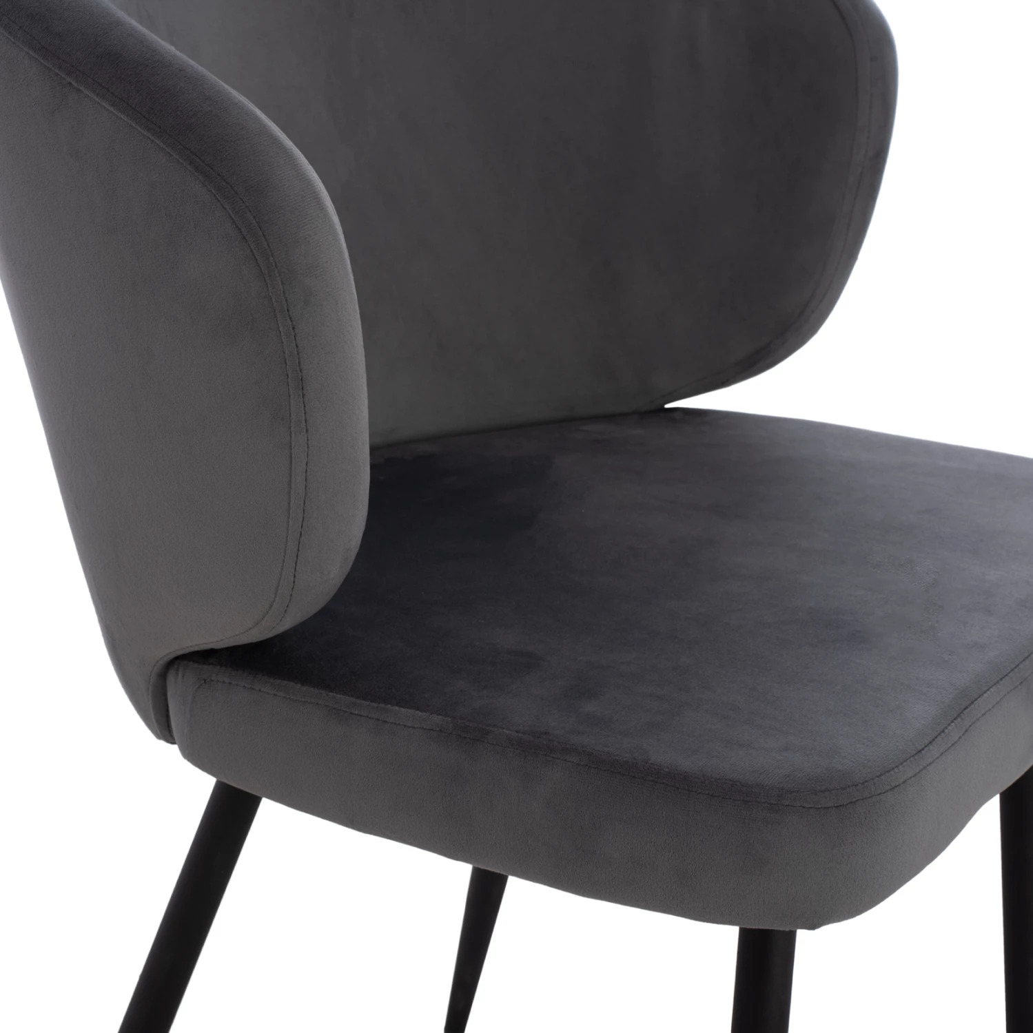 Karrige JIYA me kadife gri & skelet metalik të zi FH8728.01 60x60x85 cm, set prej 2 copë
