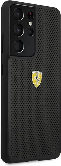 Mbështjellës Ferrari On Track Perforated për Samsung Galaxy S21 Ultra, i zi