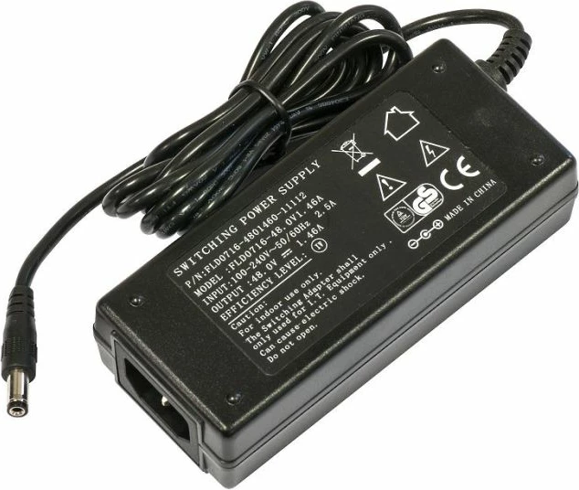 Adapter rryme MikroTik 48POW, 48V 1.46A, hyrje 110/220V, i zi, me kabllo rryme