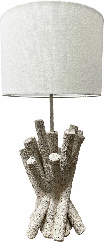 Llambë tavoline Woodland, polirezine, pëlhurë e bardhë, 26x26x54 cm