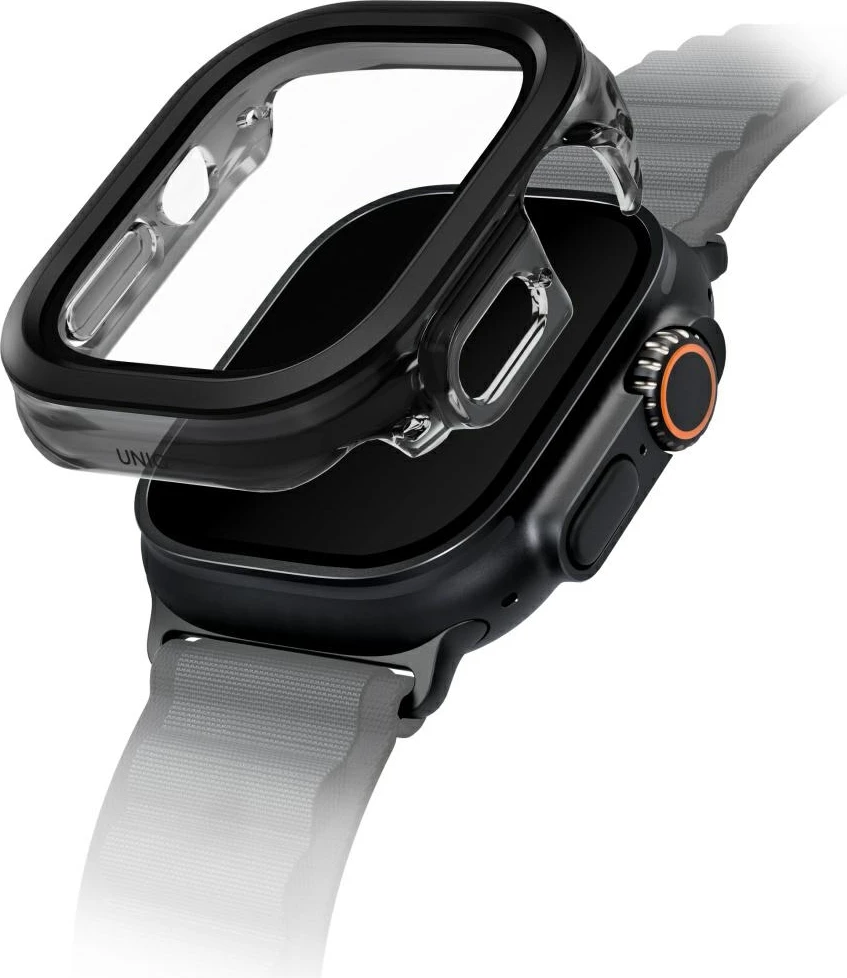 Mbështjellës UNIQ Voute për Apple Watch Ultra 49mm, xham i temperuar, zi