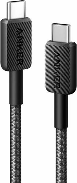 Kabllo USB-C në USB-C ANKER 322 0.9 m 60W e thurur, e zezë
