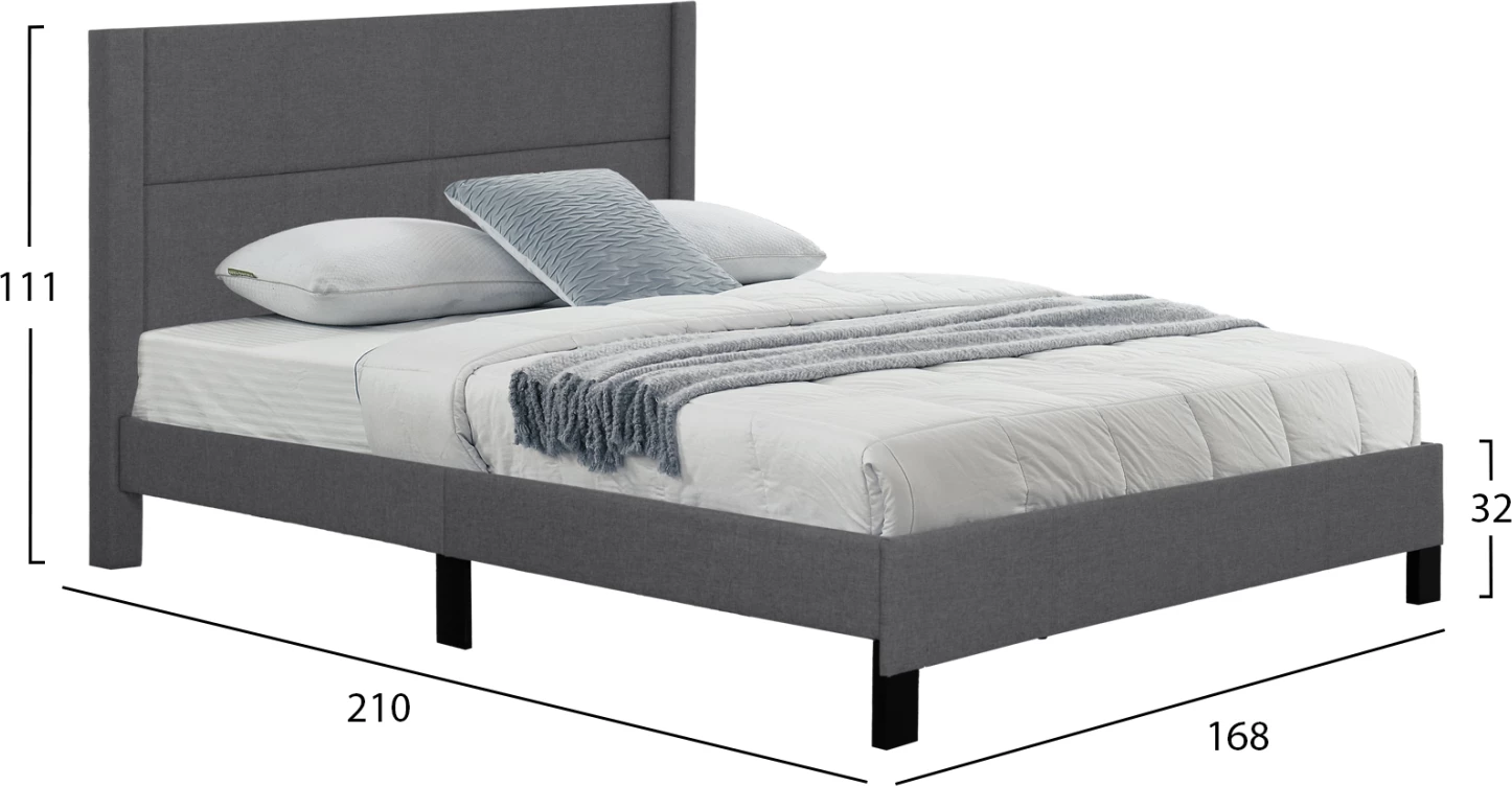 Krevat dopio TRILLOP, material tekstili gri, 160x200cm, FH666.12