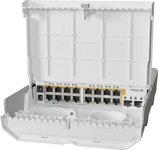 Switch MikroTik netPower 16P, L2/L3, Gigabit Ethernet, PoE, Bardhë