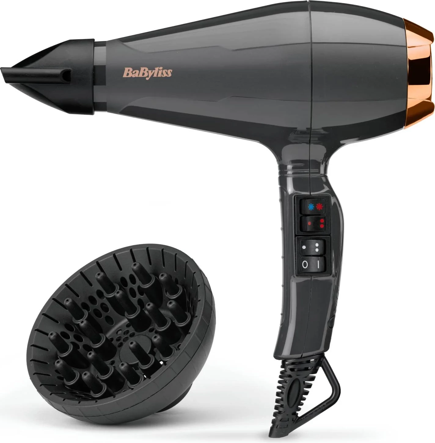 Tharëse flokësh BaByliss 6719DE 2200W motor AC jonik me difuzor gri