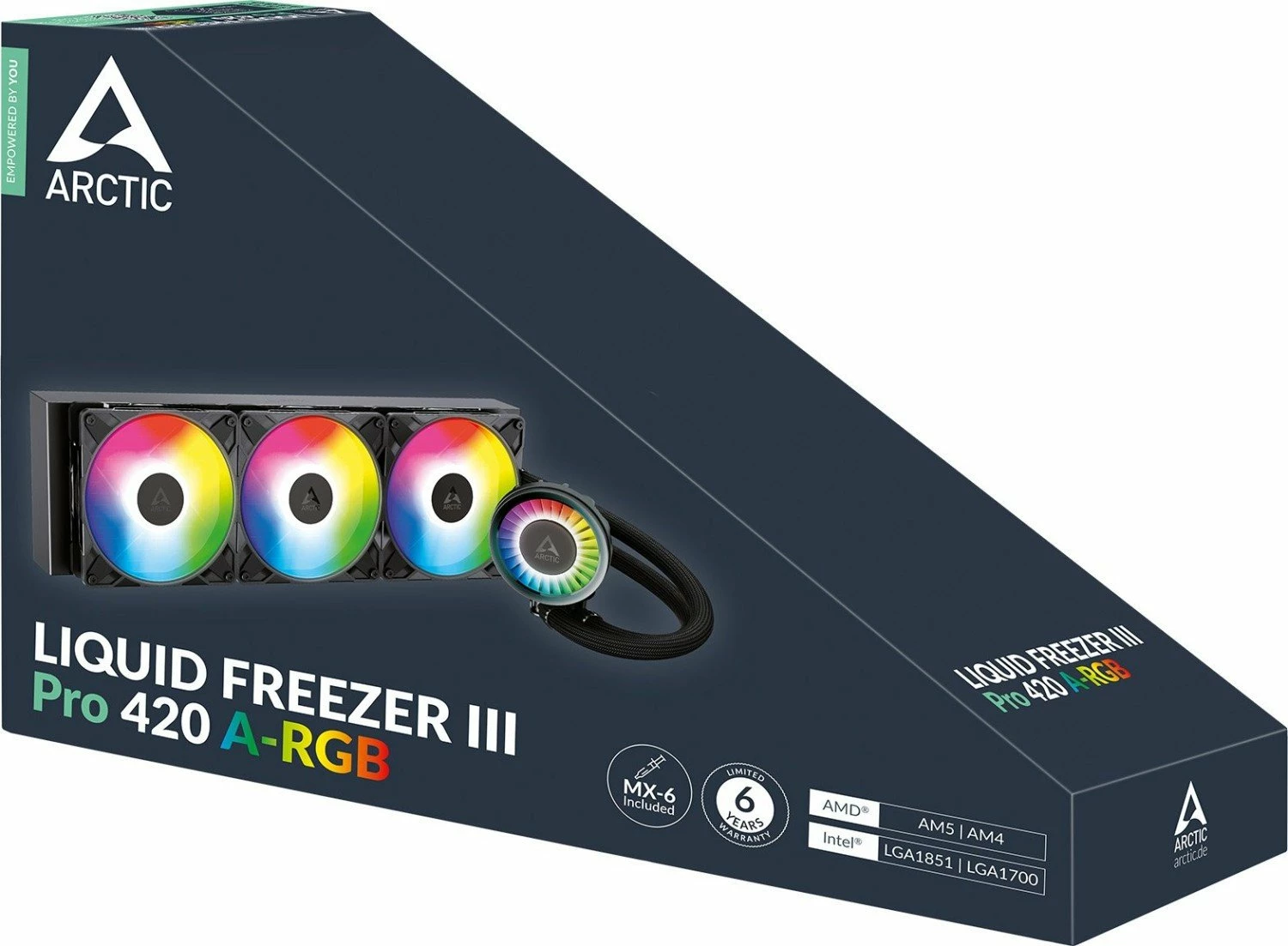 Sistem ftohjeje me ujë AIO Arctic Liquid Freezer III Pro 420 A-RGB, radiator 420 mm, 3x140 mm PWM, AM4/AM5 & LGA1700/1851, e zezë