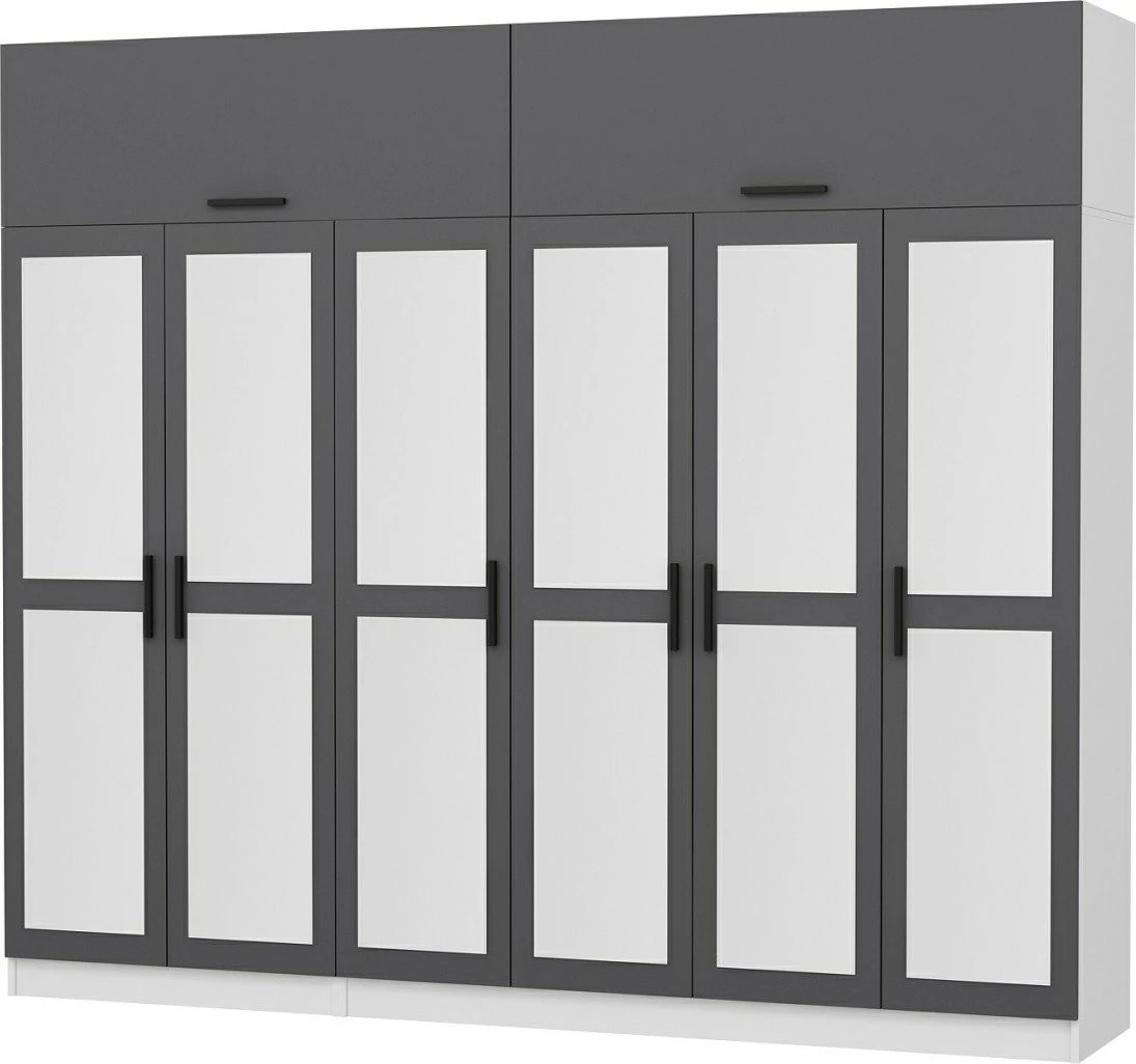 Dollap garderobe Skye Decor, antracit dhe i bardhë, 270x235x52cm, 11 pjesë