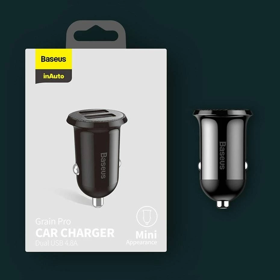 Karikues veture Baseus Grain Pro 2x USB-A 24W 4.8A 12/24V, i zi