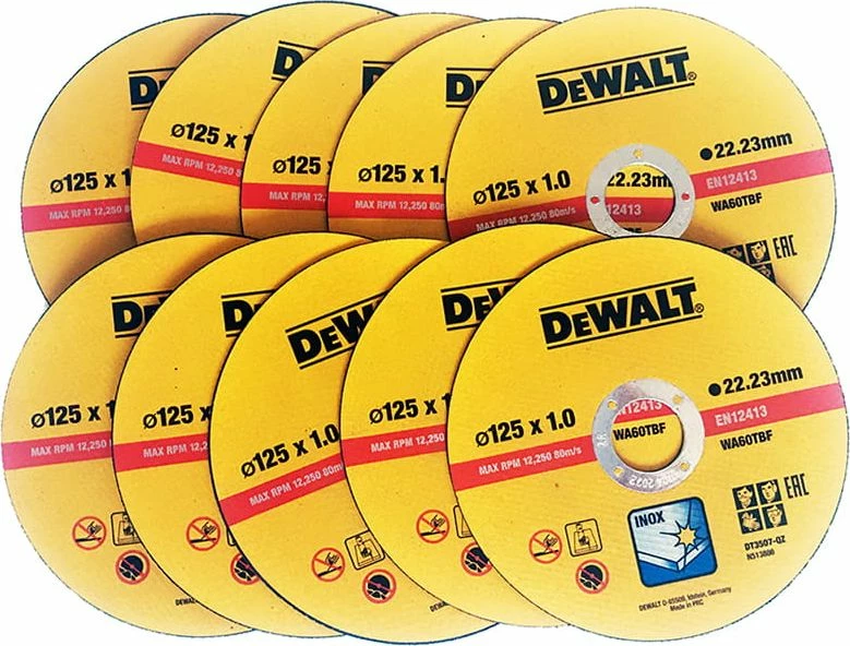 Disk prerës për inox DeWalt DT42340-QZ 125x1mm, 22.23mm, set 10 copë