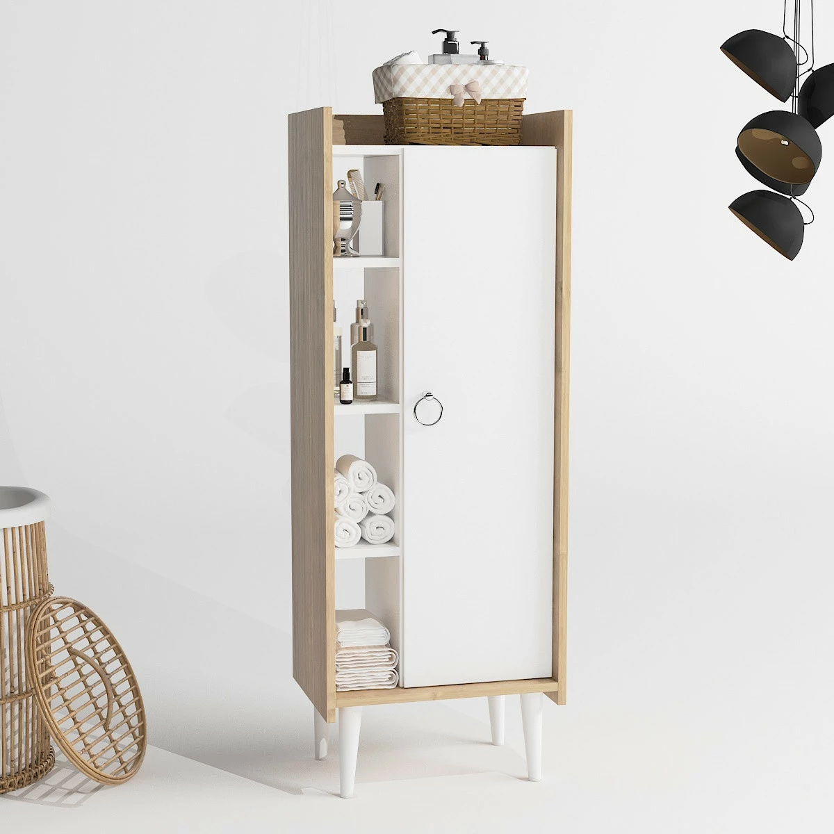 Dollap shumëpërdorimësh Hanah Home, Lagomood Ruby - lisi, e bardhë