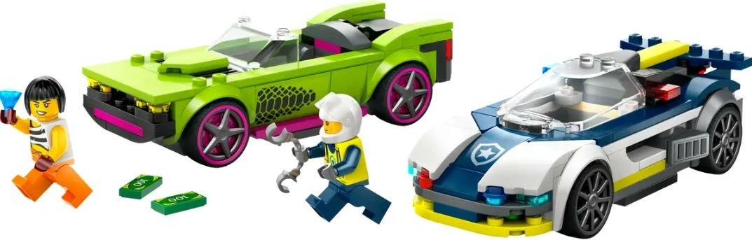 Set LEGO City 60415, makinë policie dhe muscle car, 213 pjesë, për fëmijë, shumëngjyrëshe