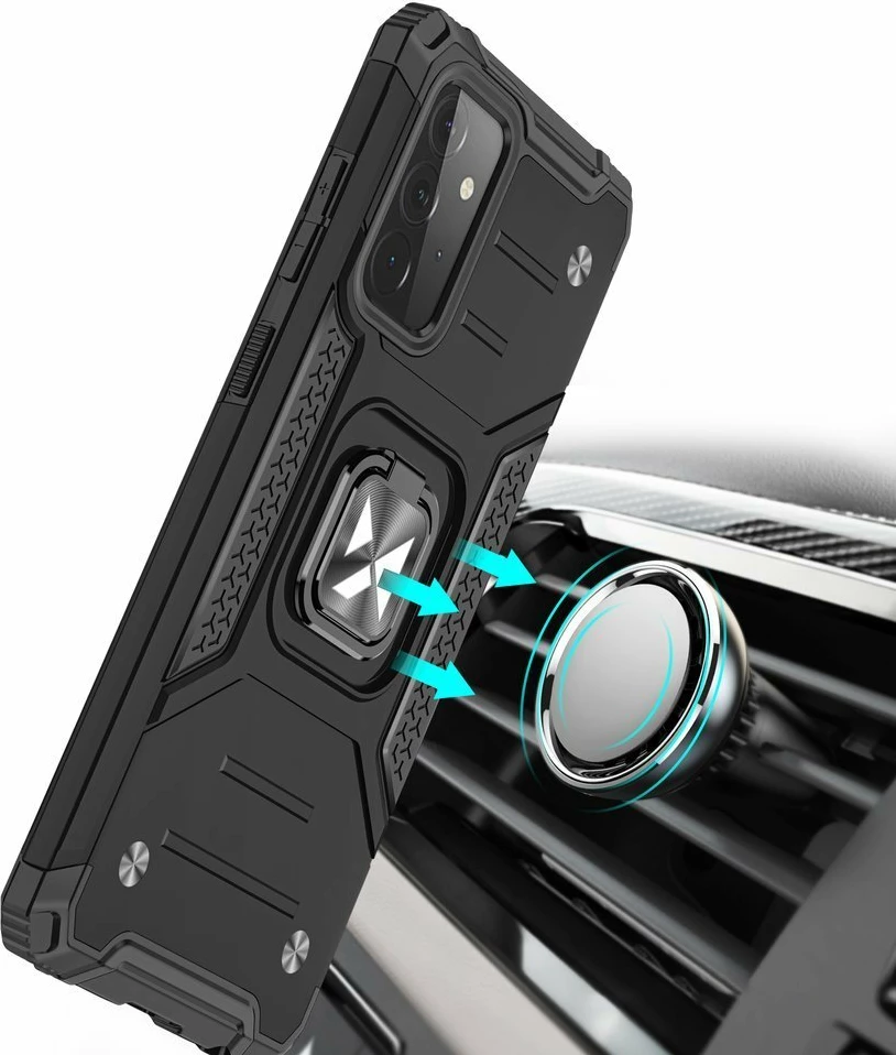 Mbështjellës Wozinsky Ring Armor me këmbëz dhe ring holder për Samsung Galaxy A72 4G, Kaltër