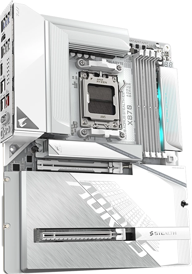 Pllakë amë GIGABYTE X870 AORUS STEALTH ICE, AM5, 4x DDR5, WiFi 7, ATX, e bardhë