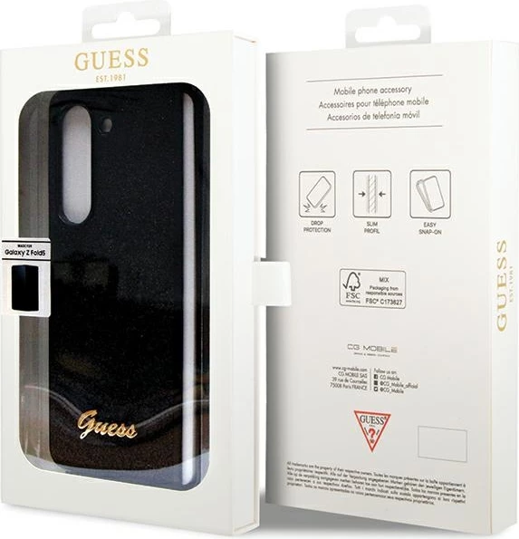 Mbështjellës Guess Glitter Script për Samsung Galaxy Z Fold 5, i zi
