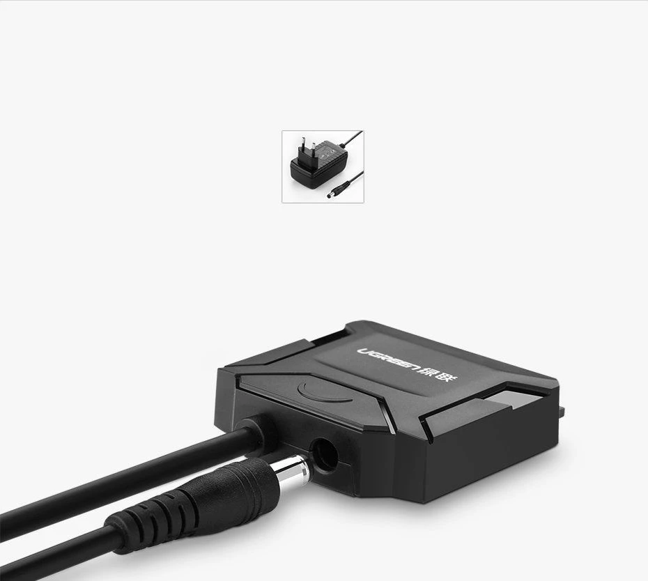 Adapter USB 3.0 në SATA Ugreen Pocket për disqe 2.5\"/3.5\" deri 4TB, i zi