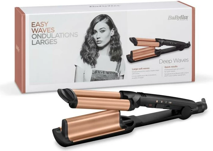 Ondulues flokësh, BaByliss W2447E, Deep Waves, tourmaline-ceramic, 3 nivele deri 200°C, e zezë/bronzi