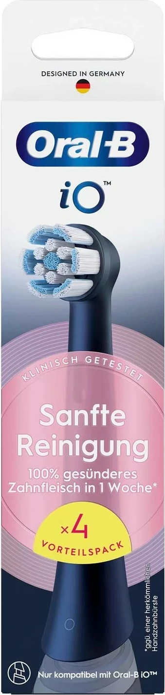 Koka zëvendësuese Oral-B iO, 4 copë, e zezë, pastrim i butë