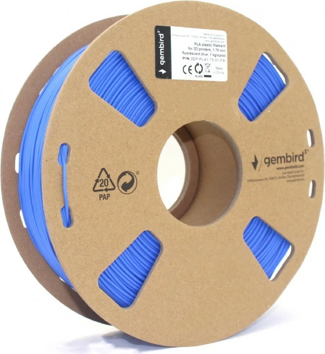 Filament 3D printeri Gembird PLA, 1.75mm, blu fluoreshente, 1kg