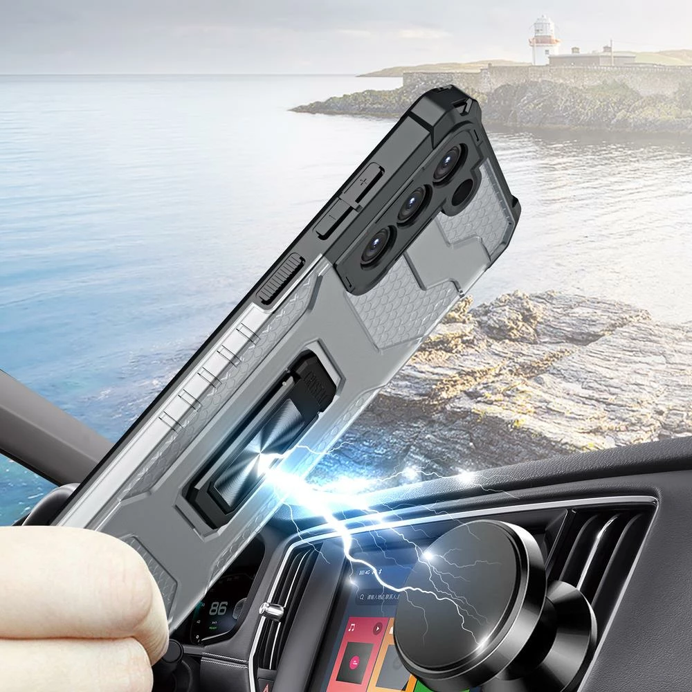 Mbështjellës Hurtel Crystal Ring Case për Samsung Galaxy S22+, i zi